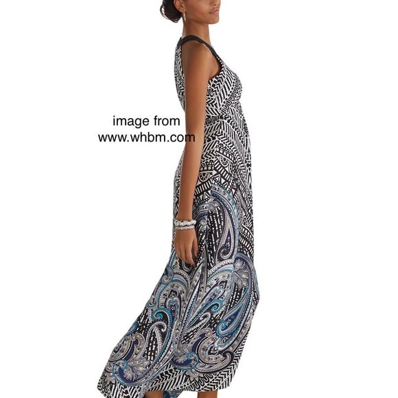 White House Black Market Sleeveless V-Neck Tribal Print HiLo Dress Sz 2 EUC $170 - Picture 14 of 14